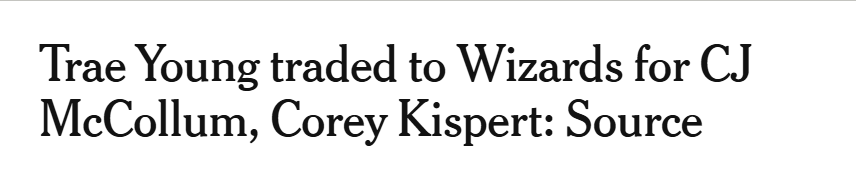 揭秘老鹰1换2交易：杨早就想去华盛顿 奇才或效仿猛龙对莺歌模式